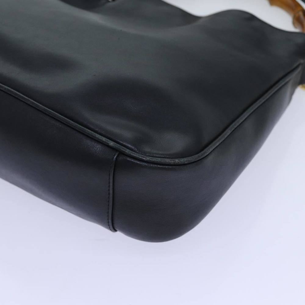 GUCCI Bamboo Shoulder Bag Leather 2way Black Auth 70623 - Picture 15 of 16